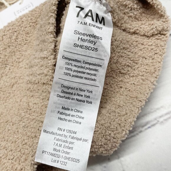 NEW 7AM Enfant Fuzzy Sleeveless Henley 9-12 mos Pecan Recycled Polyester - Picture 6 of 10